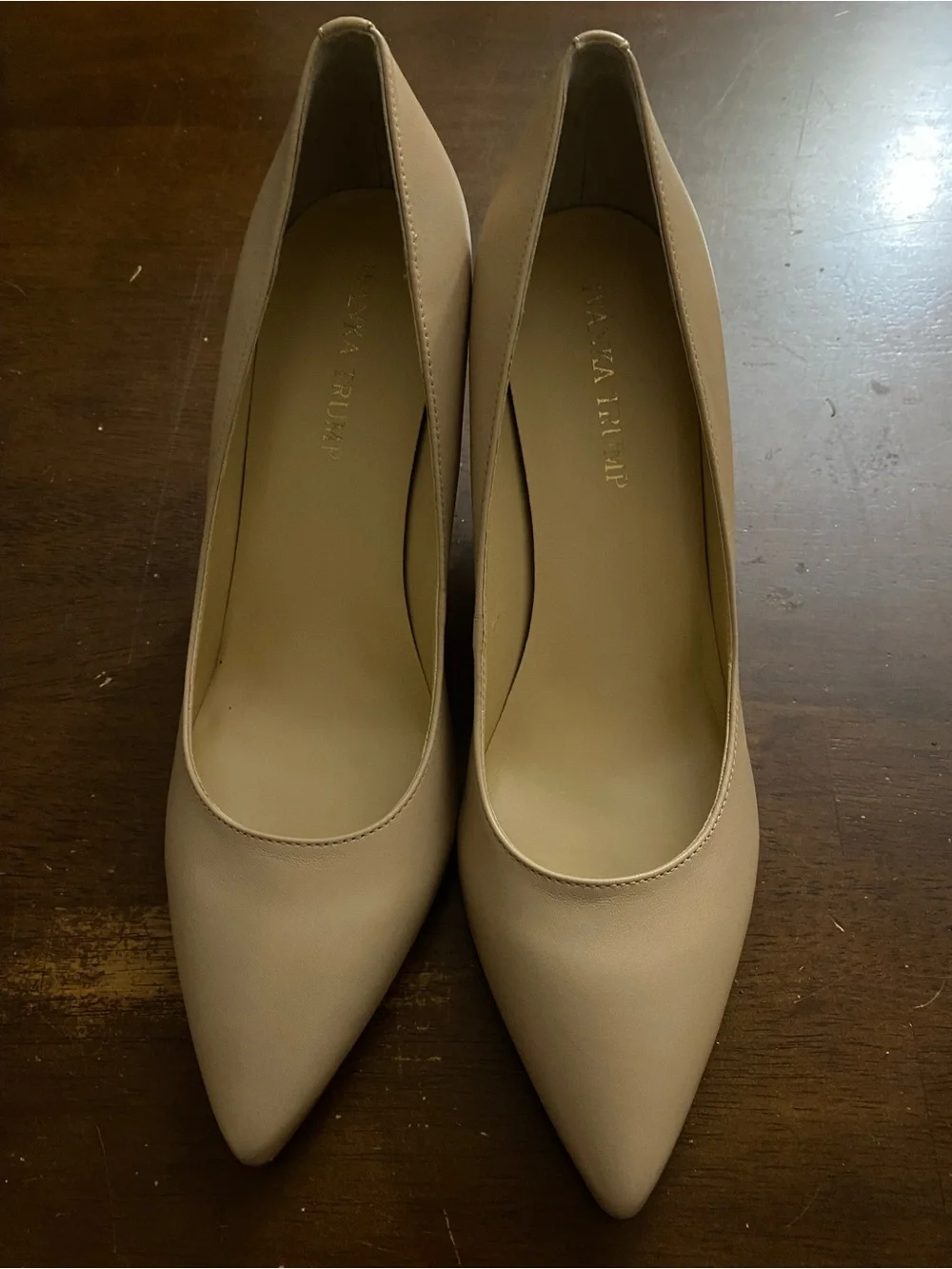 Ivanka Trump Nude Pointed-Toe Leather Pumps